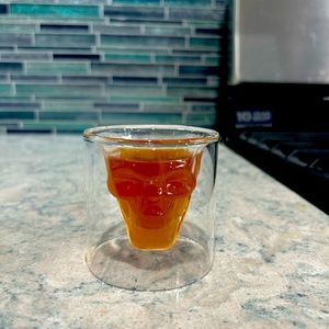 Skull tumbler and shot glass.